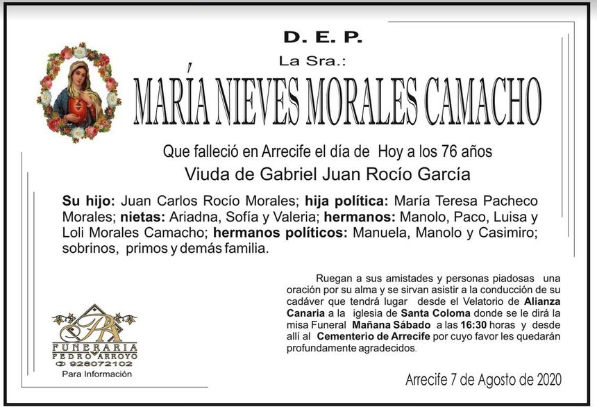 D.E.P. María Nieves Morales Camacho