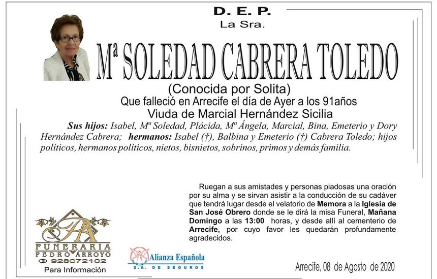 D.E.P. Mª Soledad Cabrera Toledo