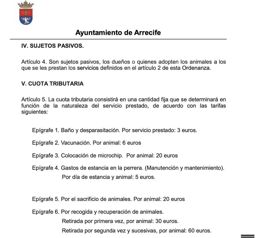 Extracto ordenanza centro protección animal