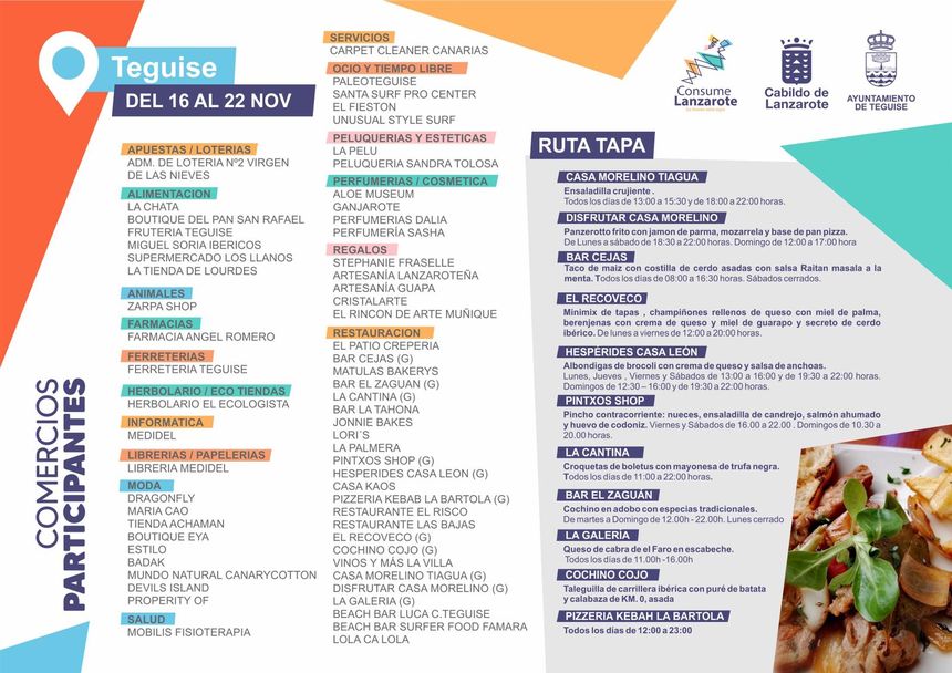 COMERCIOS TEGUISE DEL 16 AL 22 NOV