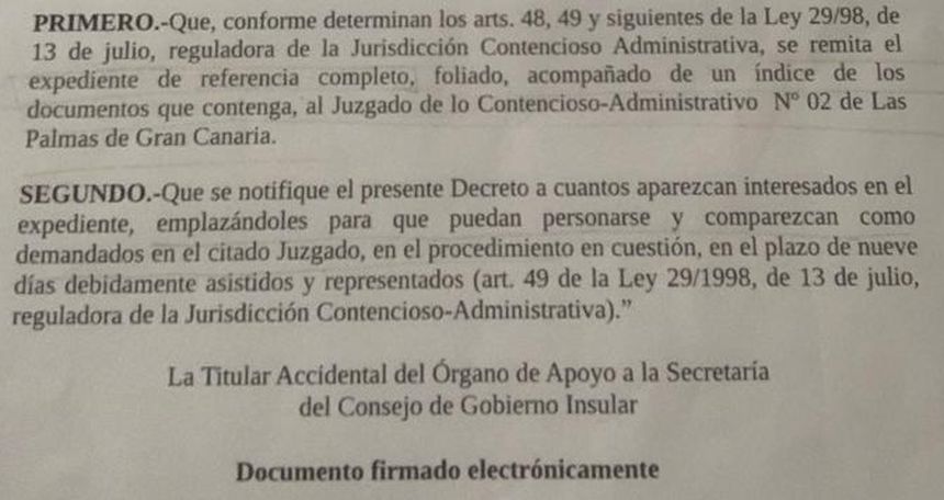Imagen de la parte final del documento que entregó la presidenta a los grupos políticos del Cabildo.