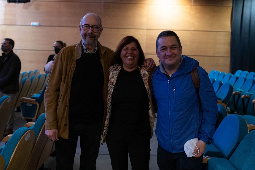 Alma María González, concejala de Cultura, junto a los actores Miguel Rellán y Secun de la Rosa.
