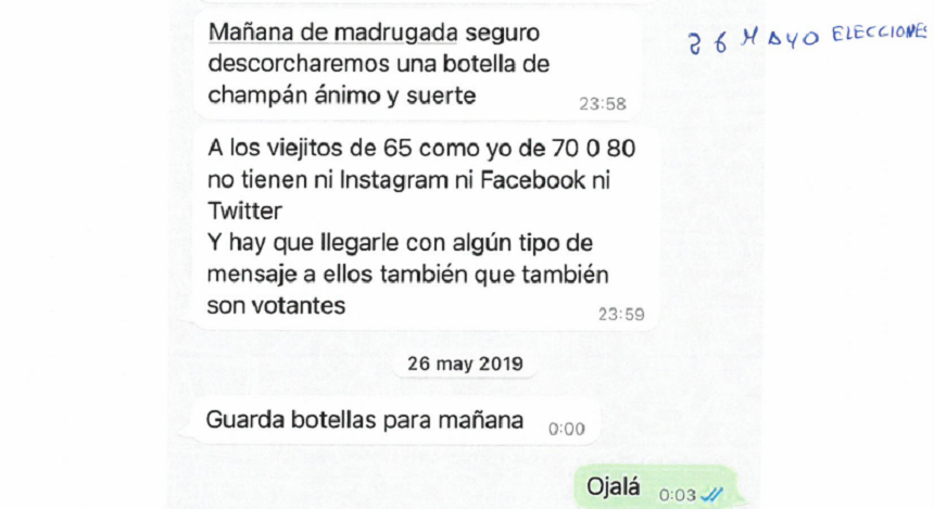 Mensaje de un día antes de las elecciones.