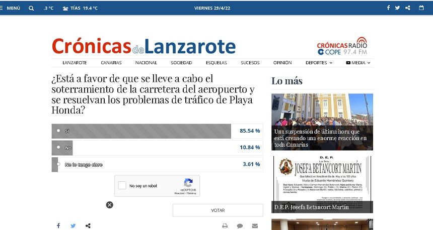 Imagen de cómo estaba la encuesta al cierre de la edición de este viernes.