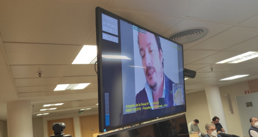 Ignacio Calatayud durante su testimonio por video conferencia.