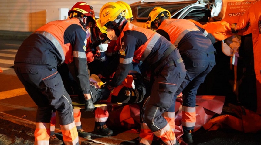 Simulacro de accidente de tráfico