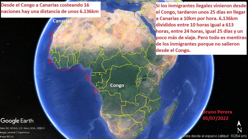 Ruta desde el Congo a Canarias