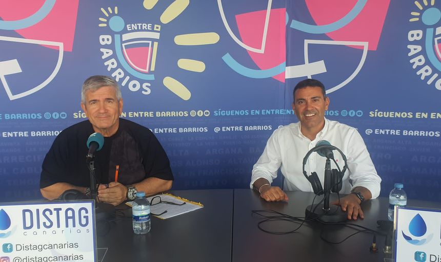 Chalo Frías y Oswaldo Betancort este miércoles en el espectacular estudio de Entre Barrios en Marina Lanzarote.