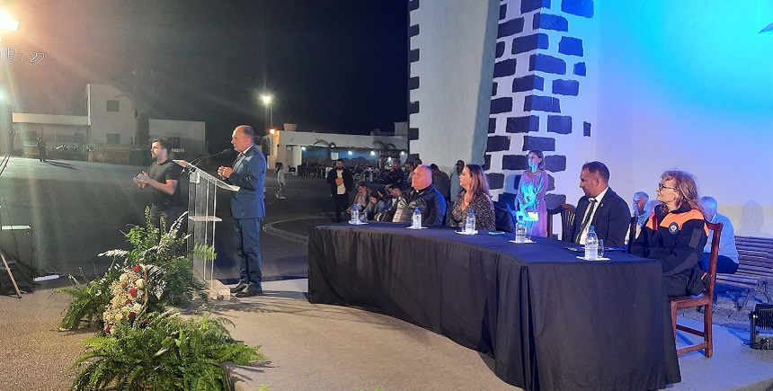 Imagen de Jesús Machín durante su discurso en el pregón de Los Dolores.