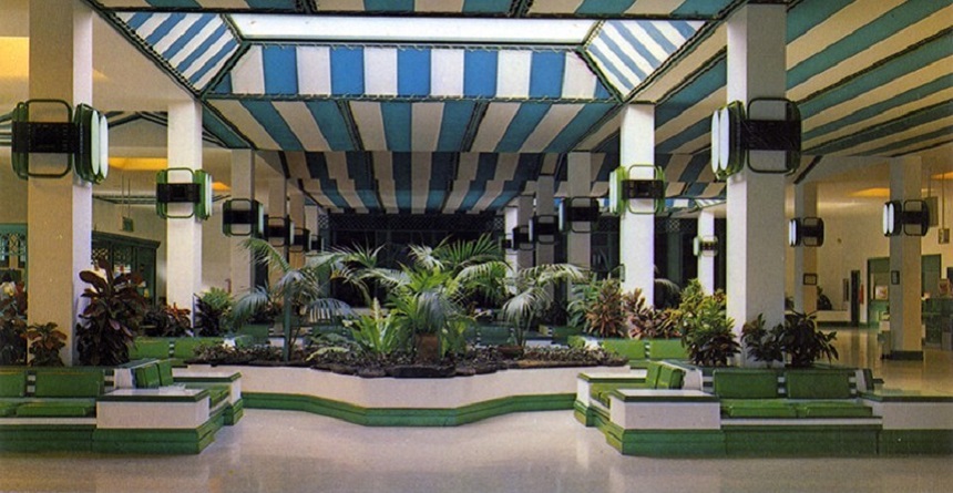 Imagen del interior del antiguo aeropuerto de Lanzarote en Guacimeta (década de 1970).