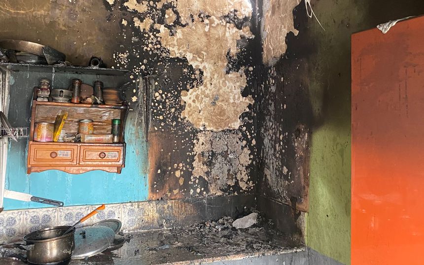 Así quedó la cocina tras el incendio
