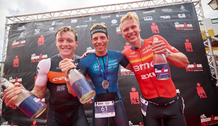 Imagen de los tres ganadores de la prueba masculina