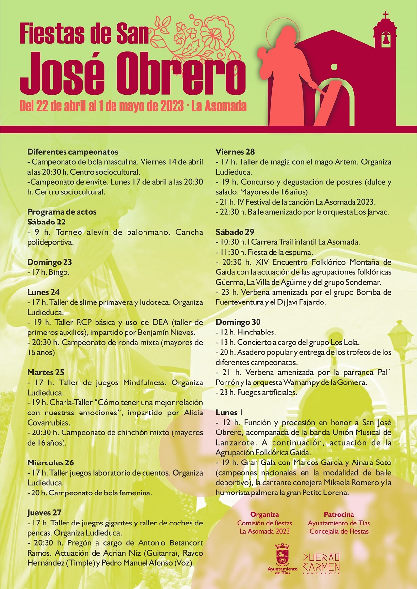 Cartel Fiestas de San José Obrero La Asomada 2023.
