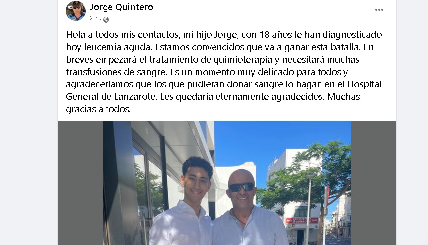 Imagen del texto que ha colgado Jorge Quintero este jueves en las redes sociales.