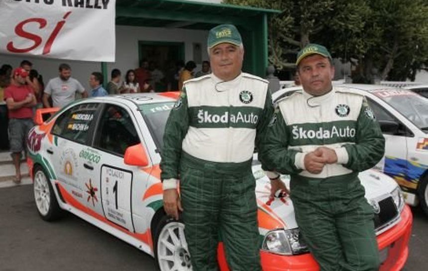 Jesús Machín cuando corría oficialmente como piloto con su Octavia WRC