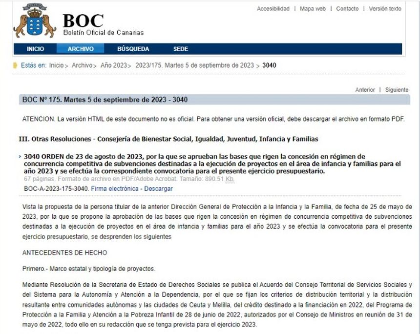 Boletín Oficial de Canarias.