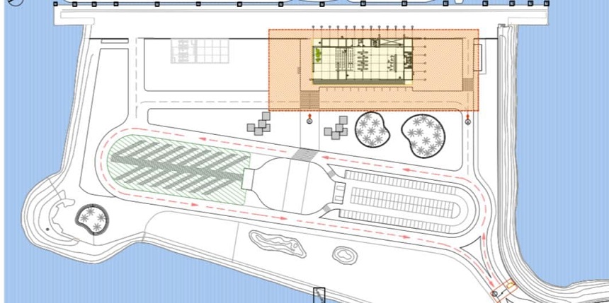 Imagen de la ubicación de la terminación de Pasajeros en el Muelle de Cruceros, en Naos ( Arrecife) 1