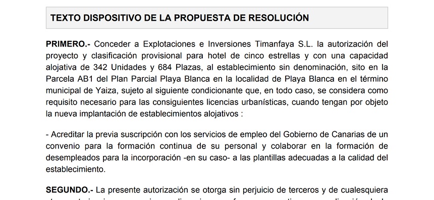 Propuesta de resolución llevada al Consejo de Gobierno presidido por la socialista María Dolores Corujo tres días después de que se celebraran las elecciones.