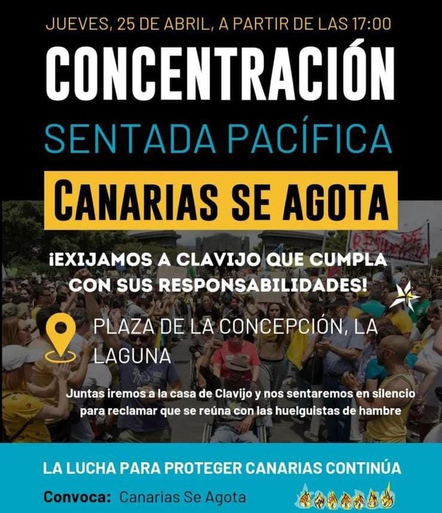 Imagen de un cartel de concentración de esta semana enfrente de la casa de Fernando Clavijo.