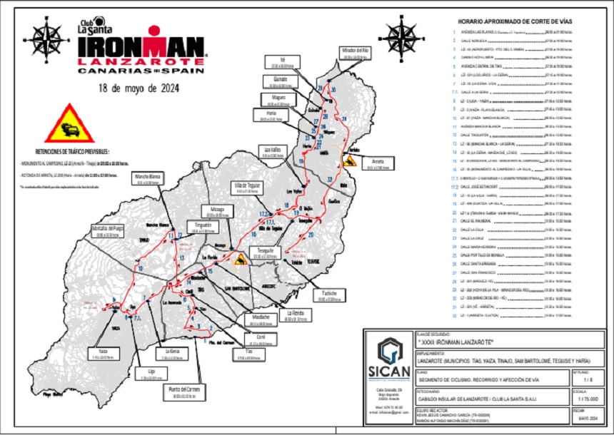 Mapa de las carreteras cortadas.