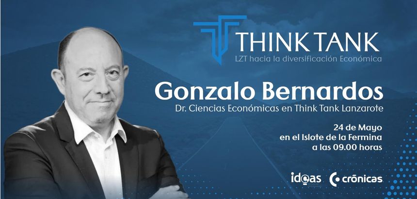 Imagen del cartel que anuncia la presencia del conocido economista