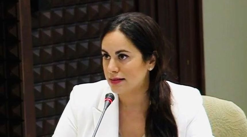 Vidina Espino durante una comisión en el Parlamento de Canarias