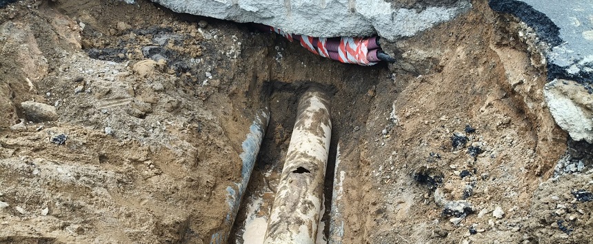 Imagen de la tubería tras la primera rotura.