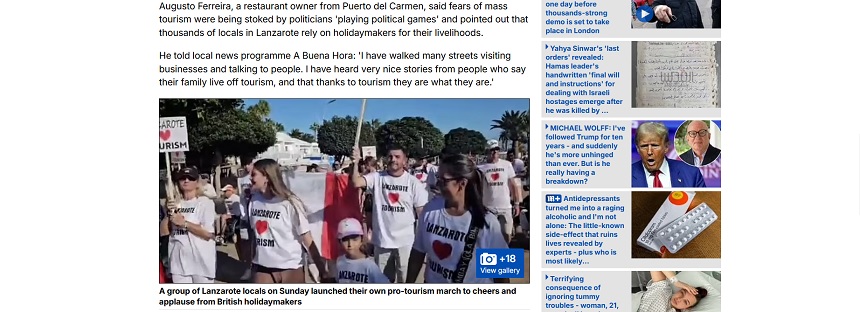 Daily Mail informando sobre la entrevista realizada en el programa A Buena Hora.