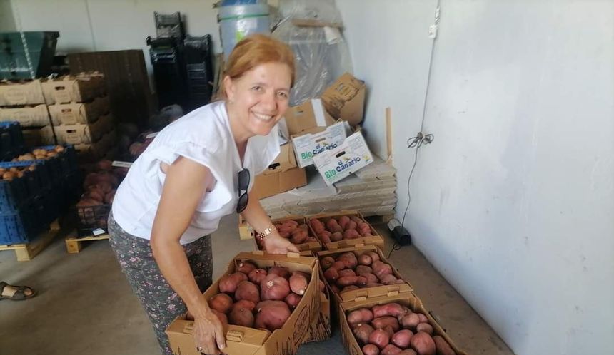 Aunque mucha gente identifica la batata como el producto estrella de El Jable, tienen también cebollas, calabazas, granos, melones, berenjenas, la piña de millo...
