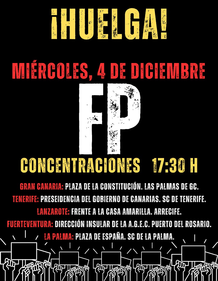 Cartel informartivo de la huelga de FP.