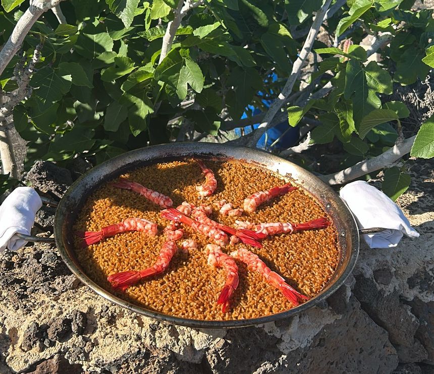 Imagen del impresionante arroz con carabineros de La Santa.