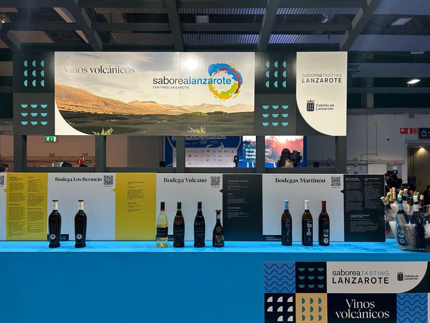 El túnel del vino de Lanzarote estuvo en la segunda planta del pabellón, en una zona específica para las bebidas de la Feria.