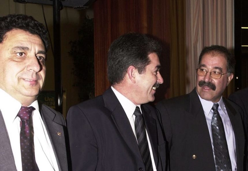 Alberto Morales en una reunión de empresarios de 2001 con Juan Guerra y Yayo Fontes. Foto de Dory Hernández