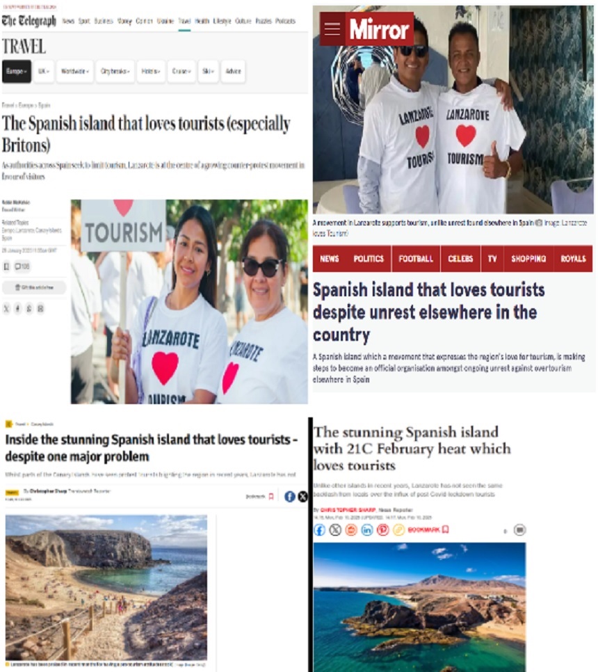 Publicaciones en los medios sobre las camisetas de Lanzarote Love Tourist.