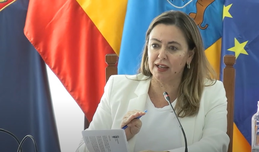 María Dolores Corujo durante la realización del pasado pleno.