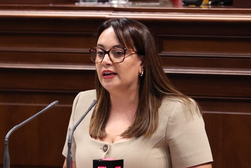 Cristina Calero en el Parlamento de Canarias.