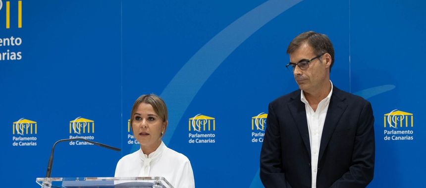 Imagen de los parlamentarios del PP que ofrecieron este viernes la rueda de prensa