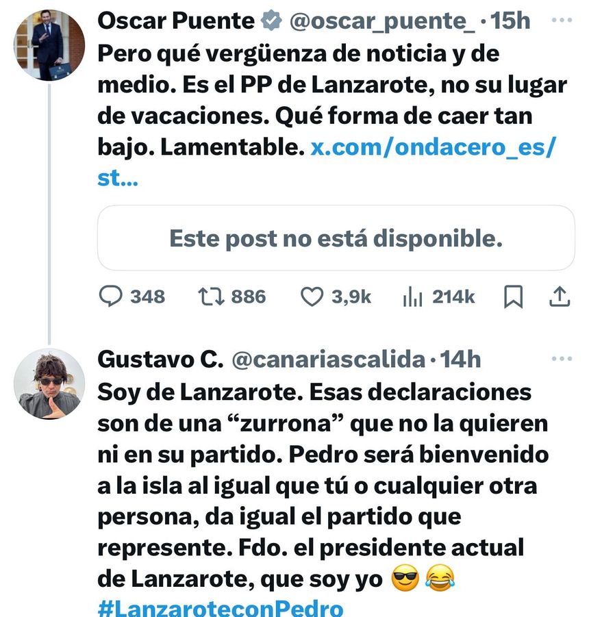 Primer mensaje del ex secretario general del PSOE en Tías