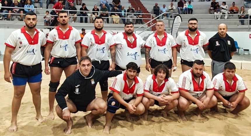 El equipo del Tías que ha derrotado a los luchadores del Tinajo.