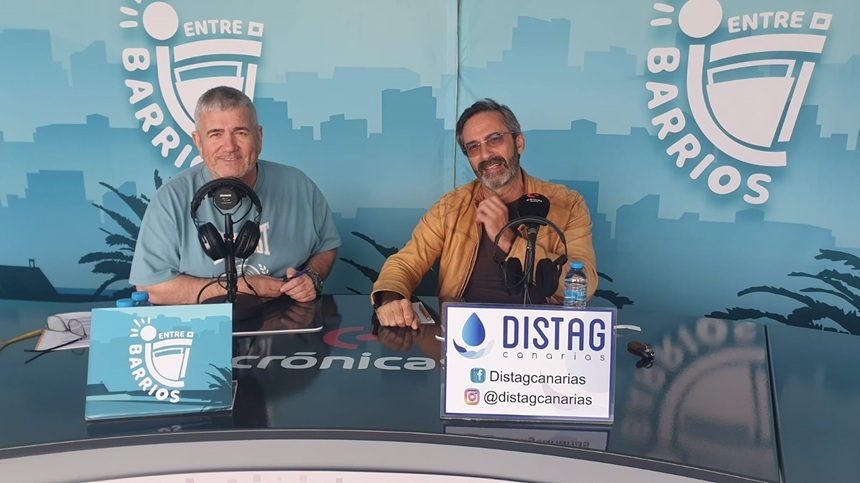 Chalo Frías junto a Pedro San Ginés en los estudios de "Entre Barrios".