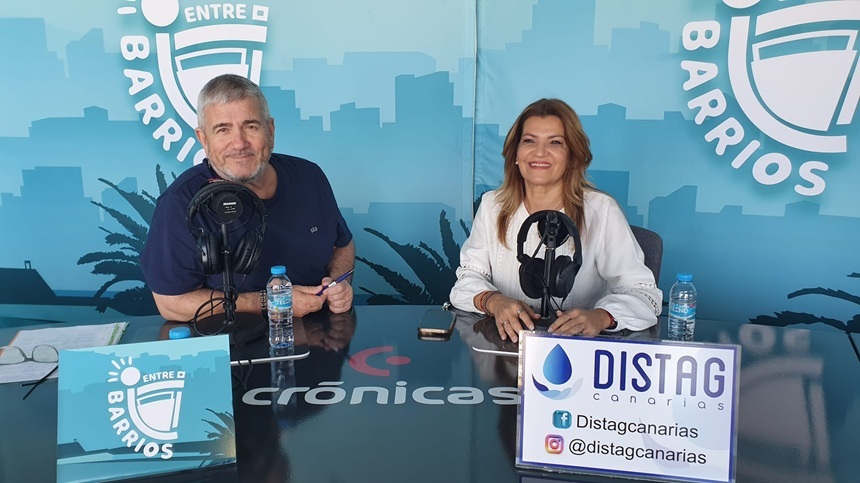 Chalo Frías y María Jesús Tovar en los estudios del programa "Entre Barrios".