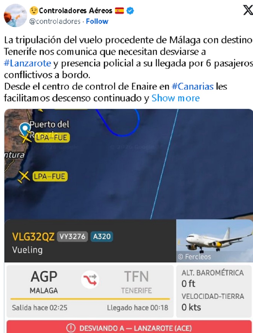 Información de este jueves de los Controladores Aéreos. 