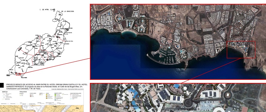 Proyecto básico de acceso al mar entre el hotel Dream Gran Castillo y el hotel Sandos Papagayo. 