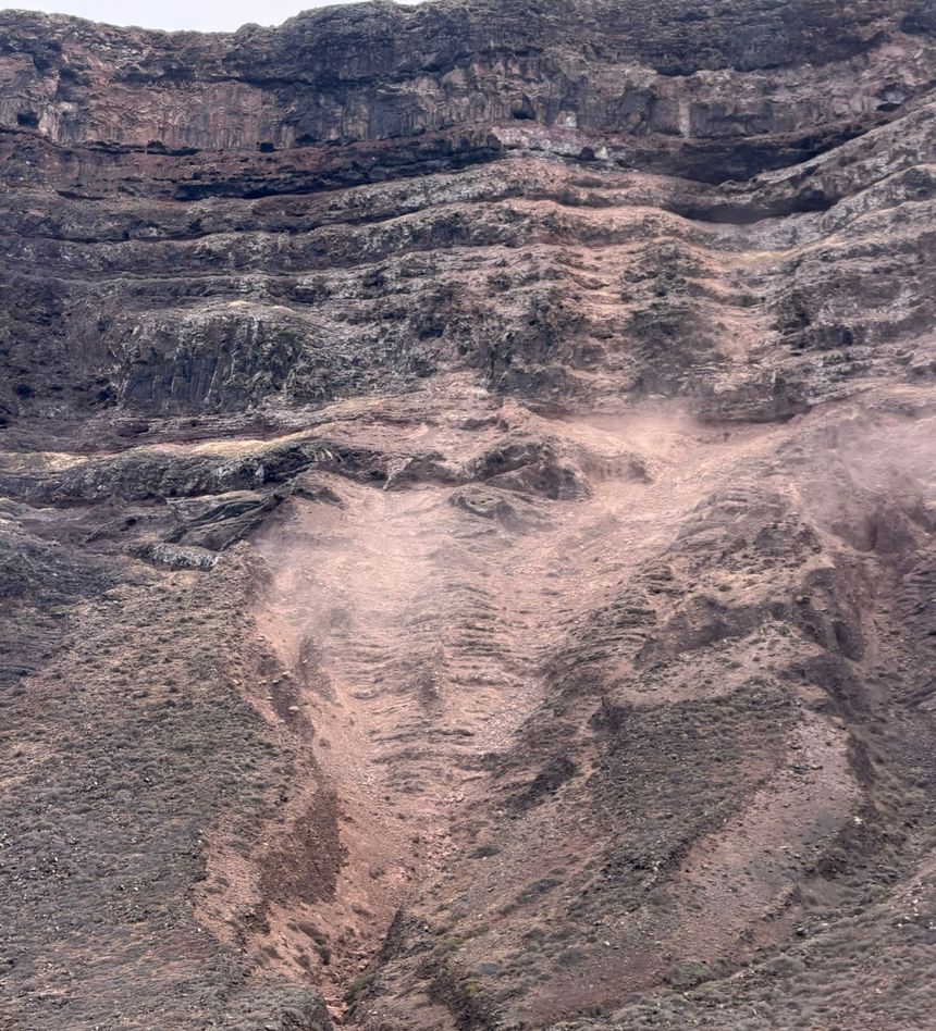 Zona del Risco en la que se ha producido el corrimiento de tierra.