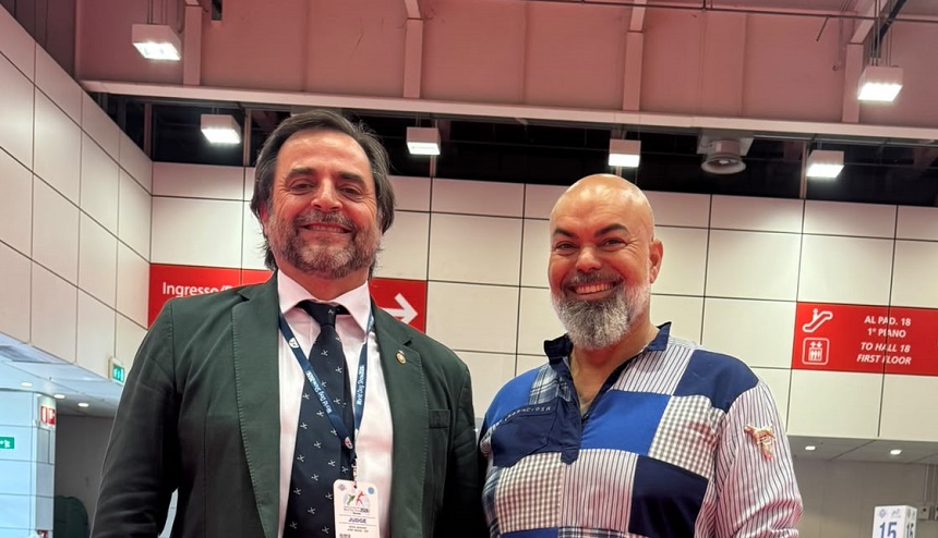 Laureano con el presidente de la Real Sociedad Canina de España, José Miguel Doval Sánchez