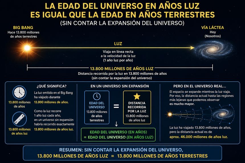Edad del universo sin contar la expansión